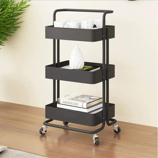 4 Tier Rolling Utility Cart Storage Basket Shelf Trolley Home Office Organizer 