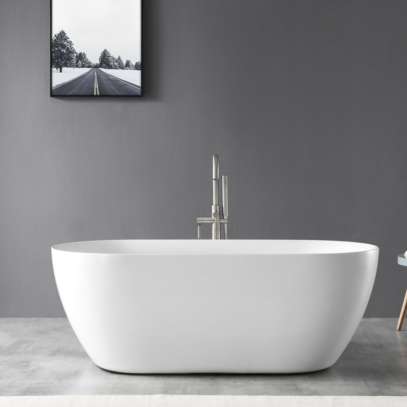 Ove Decors Ayago 59 X 28 Freestanding Soaking Acrylic Bathtub Wayfair