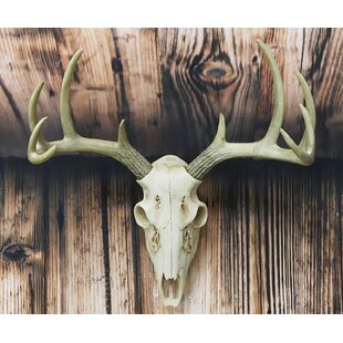 Rustic Western Emperor Moose Antlers With Buck Deer Stag Faux Wood Figurine 