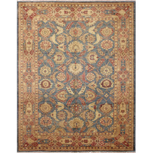 One-of-a-Kind Leann Hand Knotted Oriental Wool Blue Area Rug