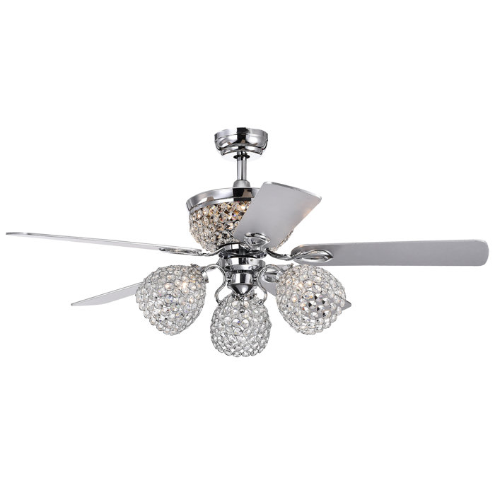 House Of Hampton Tharpe Silver 52 Inch 5 Blade Lighted Ceiling Fan