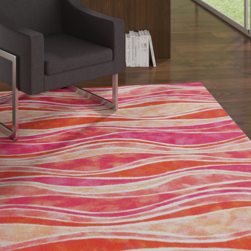 Ebern Designs Bernadine Striped Handmade Looped/Hooked Indoor / Outdoor ...