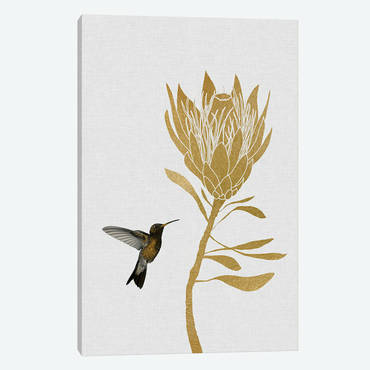 Hummingbird Color Canvas Textured Print Reproduction