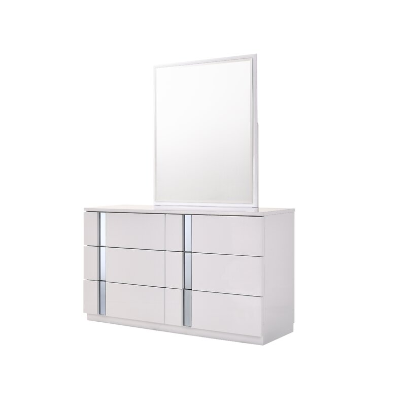 Wade Logan Lisbeth 6 Drawer Double Dresser With Mirror Reviews