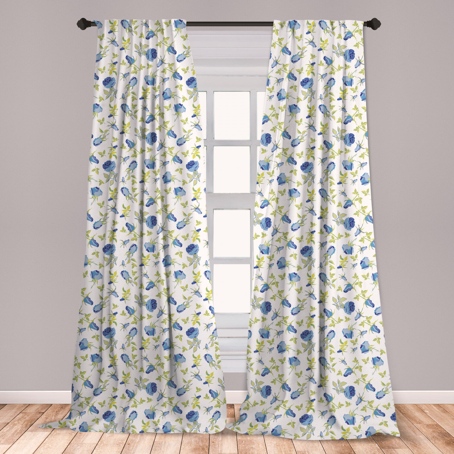 Villa Hotel Home Decor European Style Floral Rope Embroidered Floral Semi Blackout Curtain Drapes Grommet 2
