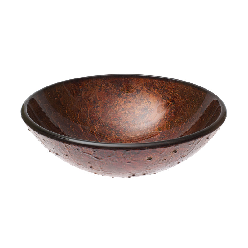 C-H9302 Speckled Red Copper Glass Vessel Sink
