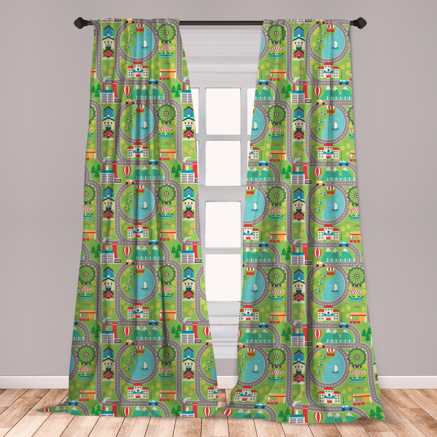 East Urban Home Ambesonne Car Race Track Window Curtains Cartoon