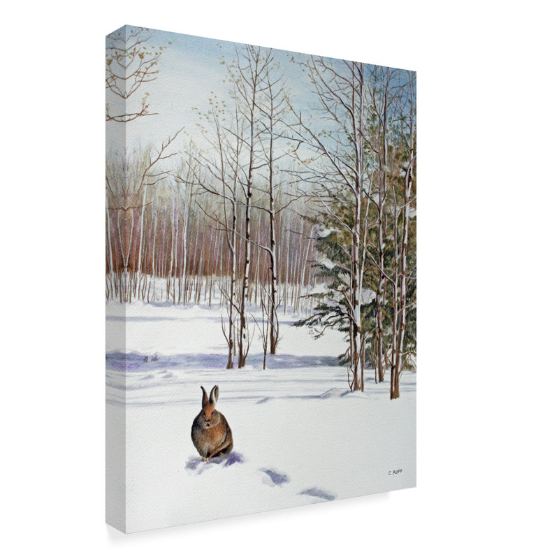 Millwood Pines Winter Rabbit Acrylic Painting Print On Wrapped Canvas Wayfair