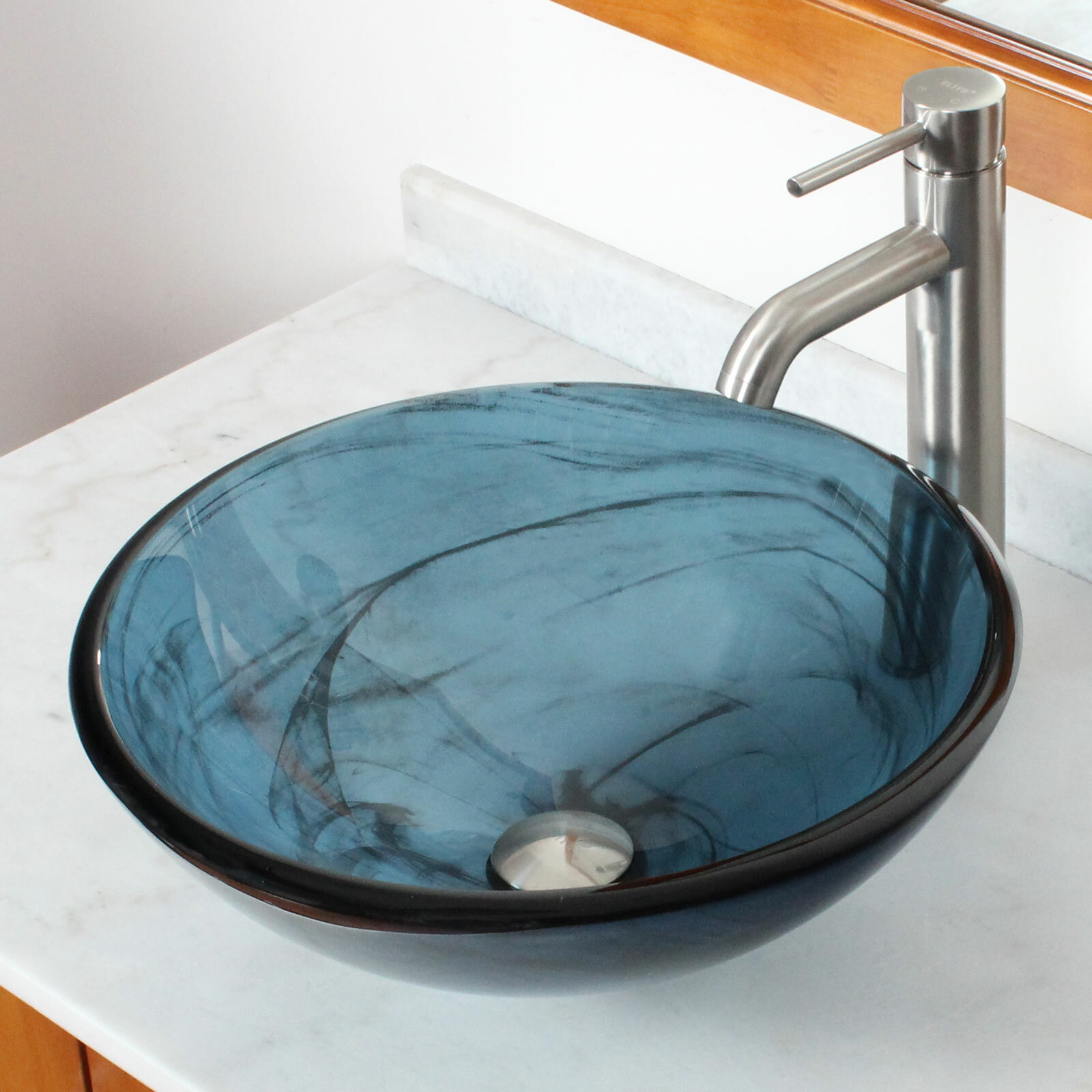 Double Layered Tempered Glass Circular Vessel Bathroom Sink