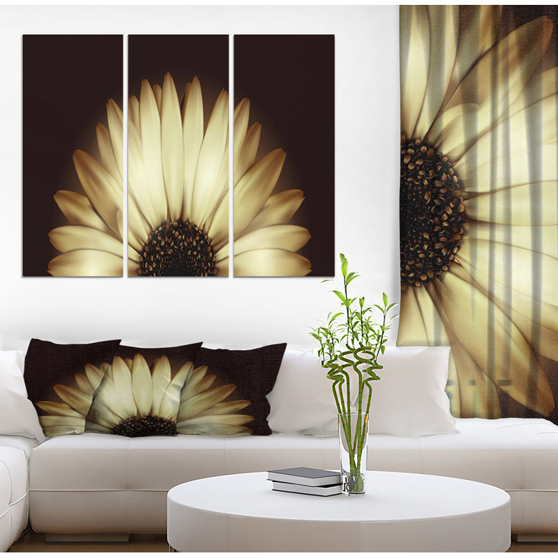 East Urban Home Sunflower In Black Background Oil Painting Print