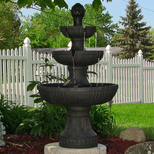 Fiberglass/Resin Flower Blossom 3 Tier Electric Water Fountain