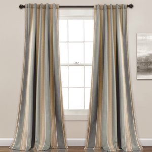 Leffler Striped Room Darkening Thermal Rod Pocket Curtain Panels (Set of 2)