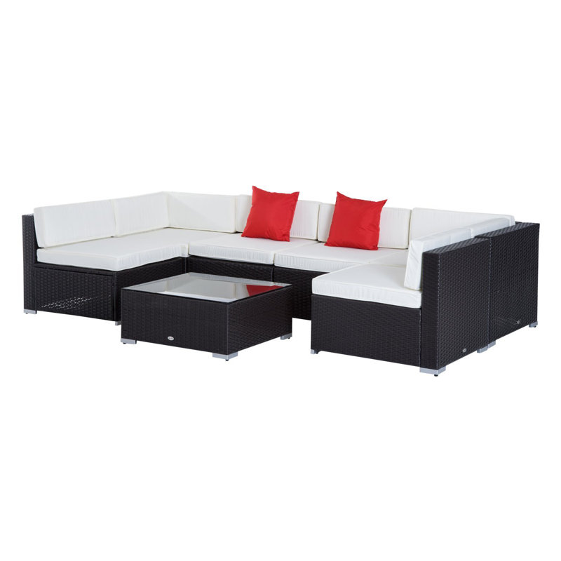 Sol 72 Outdoor Merton 7 Piece Rattan Sectional Seating Group With Cushions Reviews Wayfair