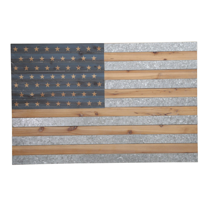 Gracie Oaks Wood And Tin American Flag Wall Decor Wayfair