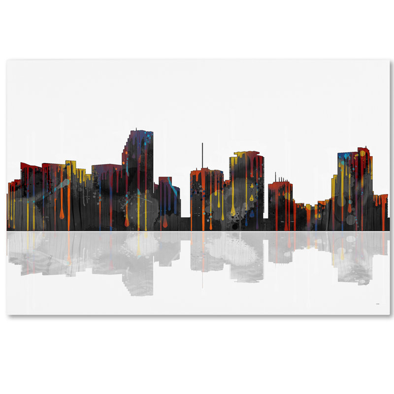 Trademark Art Miami Florida Skyline Graphic Art On Wrapped Canvas Wayfair