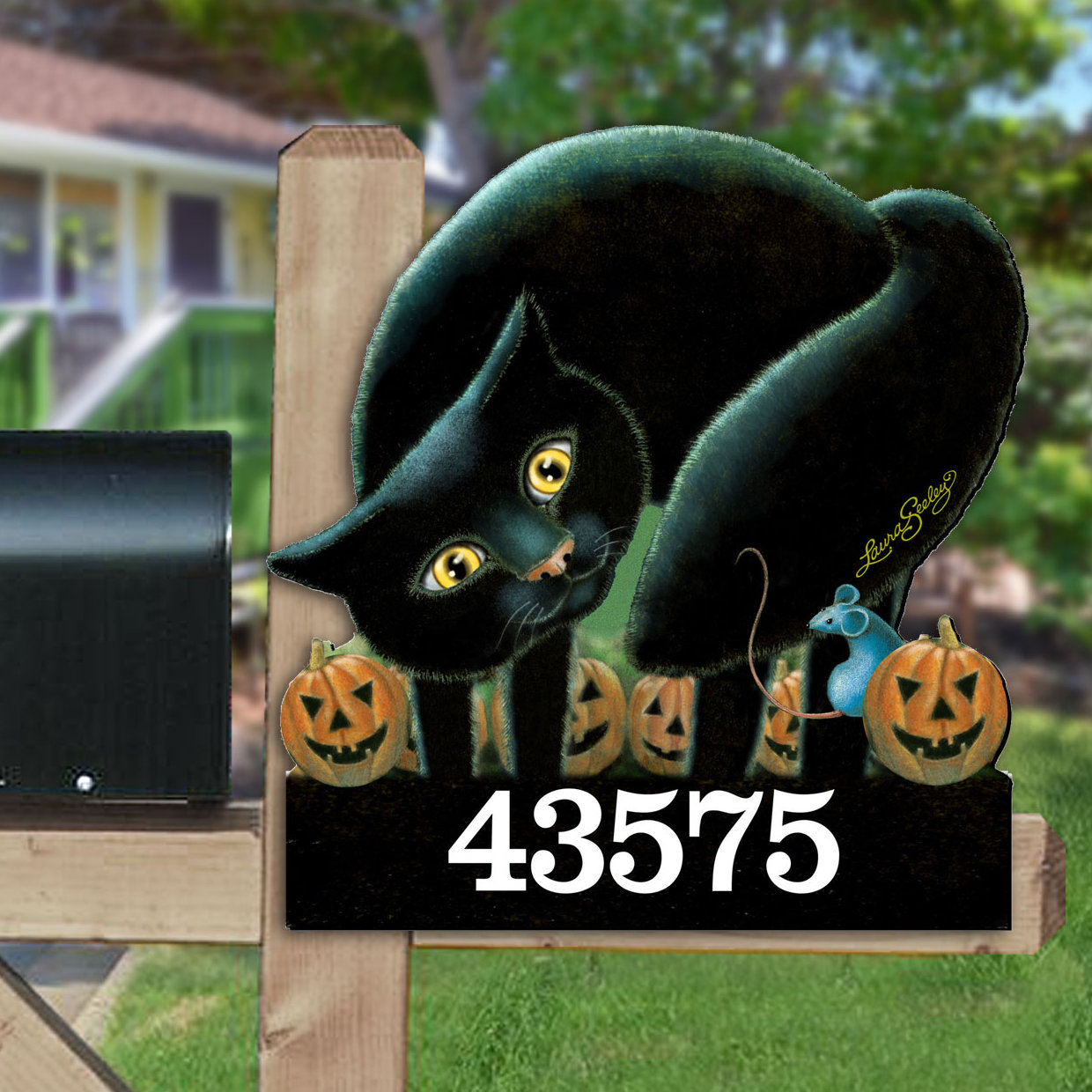 Designocracy Black Cat House Number Plaque By Laura Seeley Door