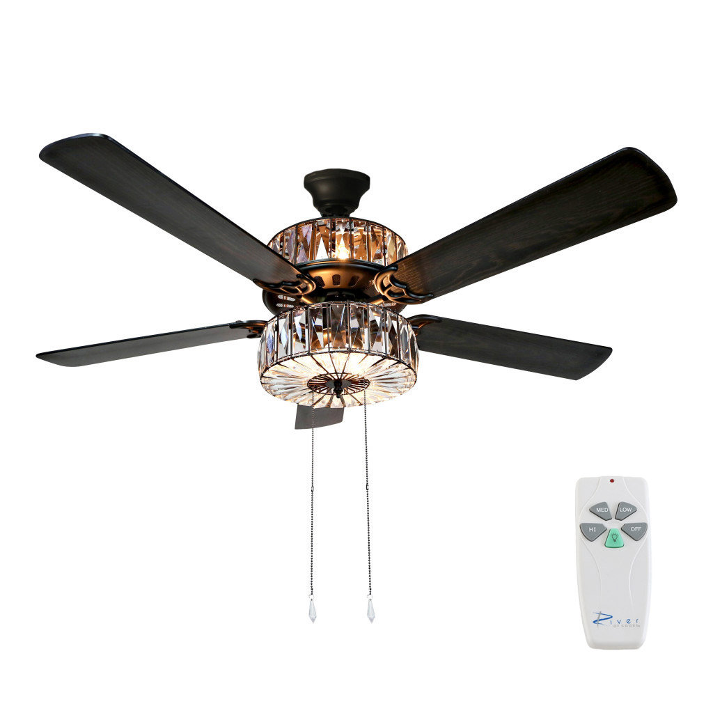 52 Njie Caged Crystal 5 Blade Ceiling Fan Light Kit Included