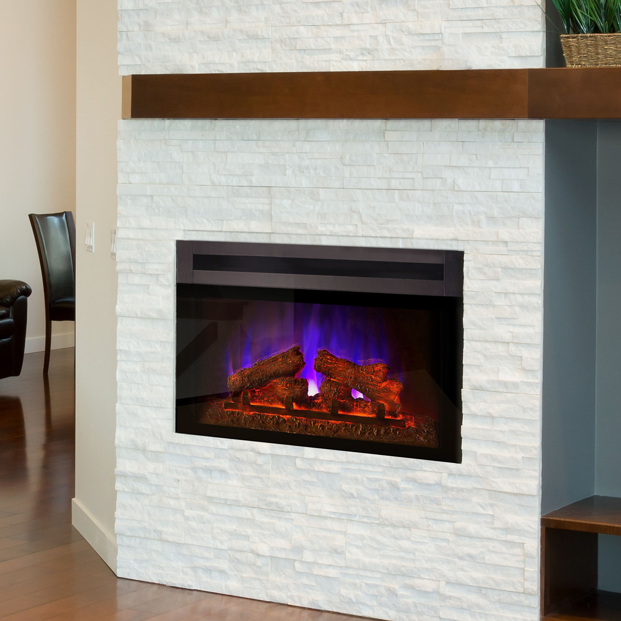 Orren Ellis Kingsley Custom Designer Recessed Electric Fireplace