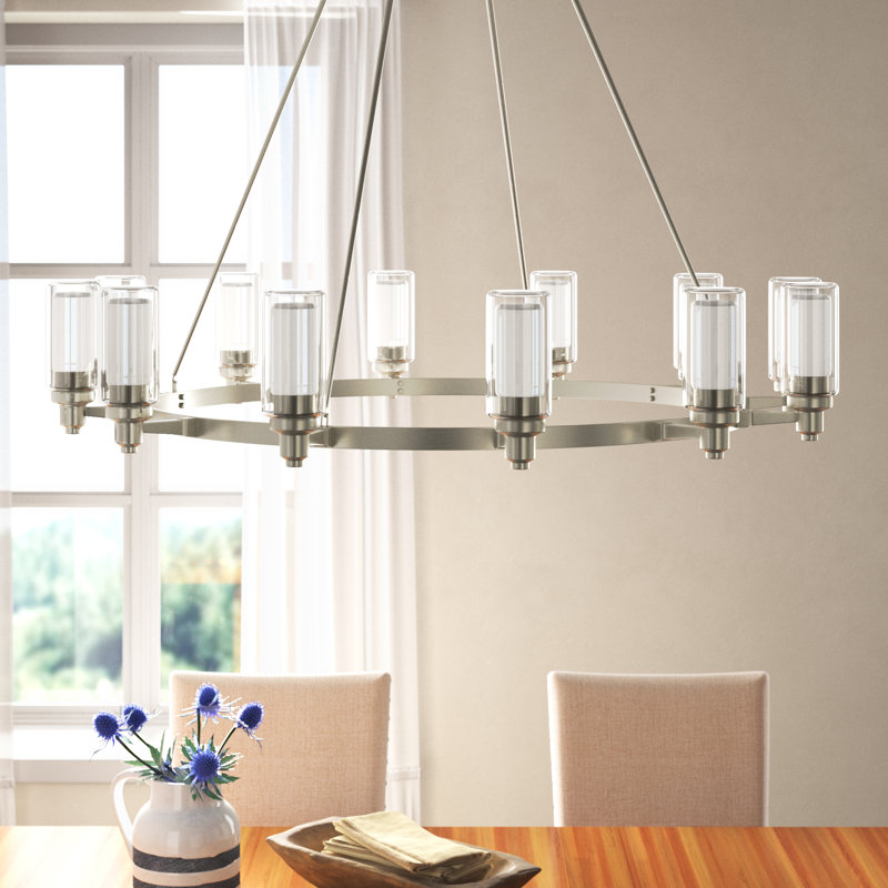 Mahon 12 Light Shaded Wagon Wheel Chandelier Reviews Birch Lane