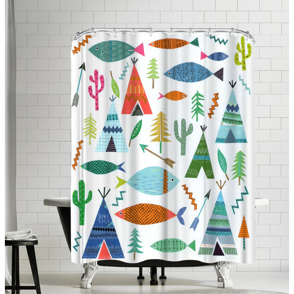 Happy Camping Funny Black Bear Shower Curtain Liner Bathroom Polyester Fabric