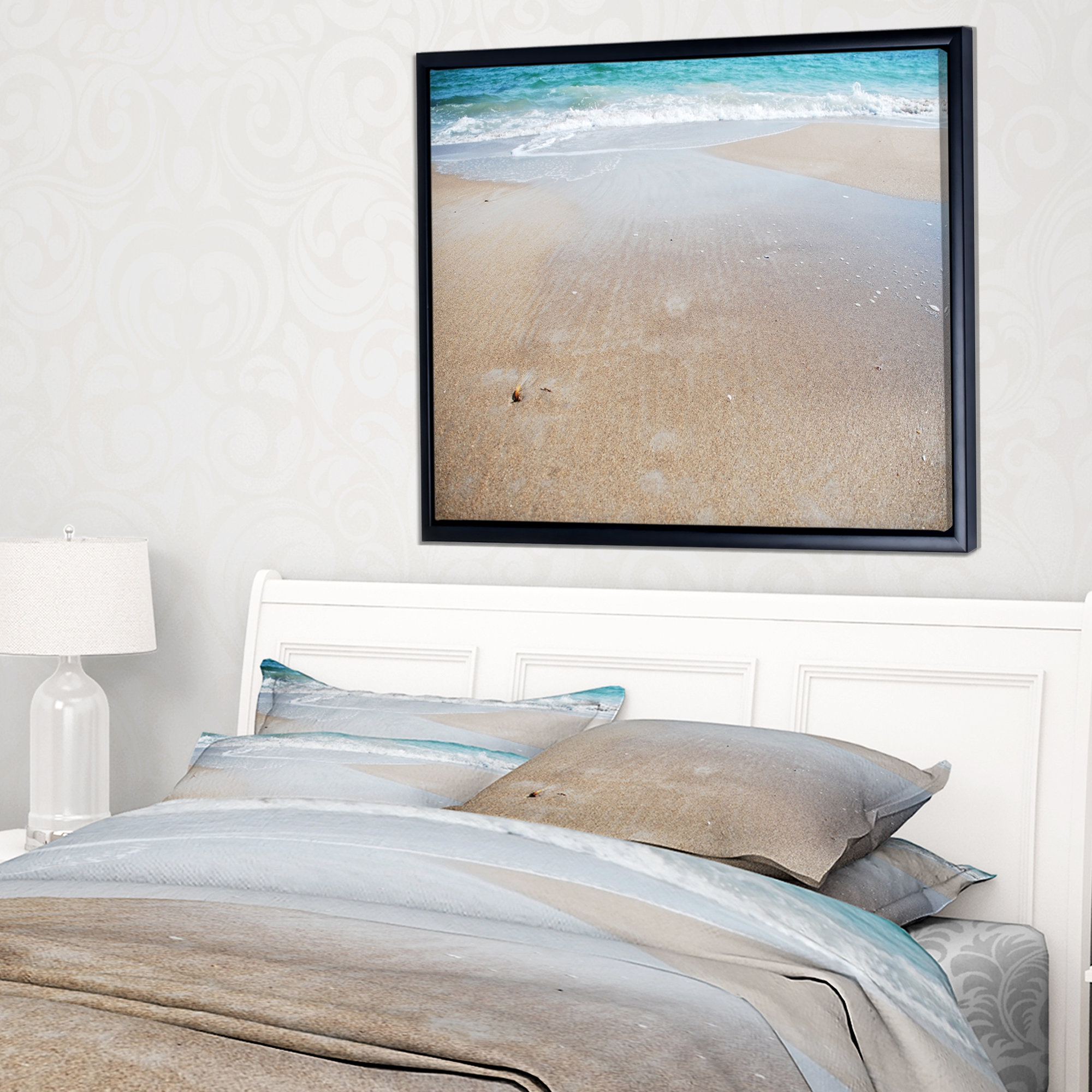 East Urban Home Crystal Clear Sea Waves On Beach Framed Photographic Print On Wrapped Canvas Wayfair