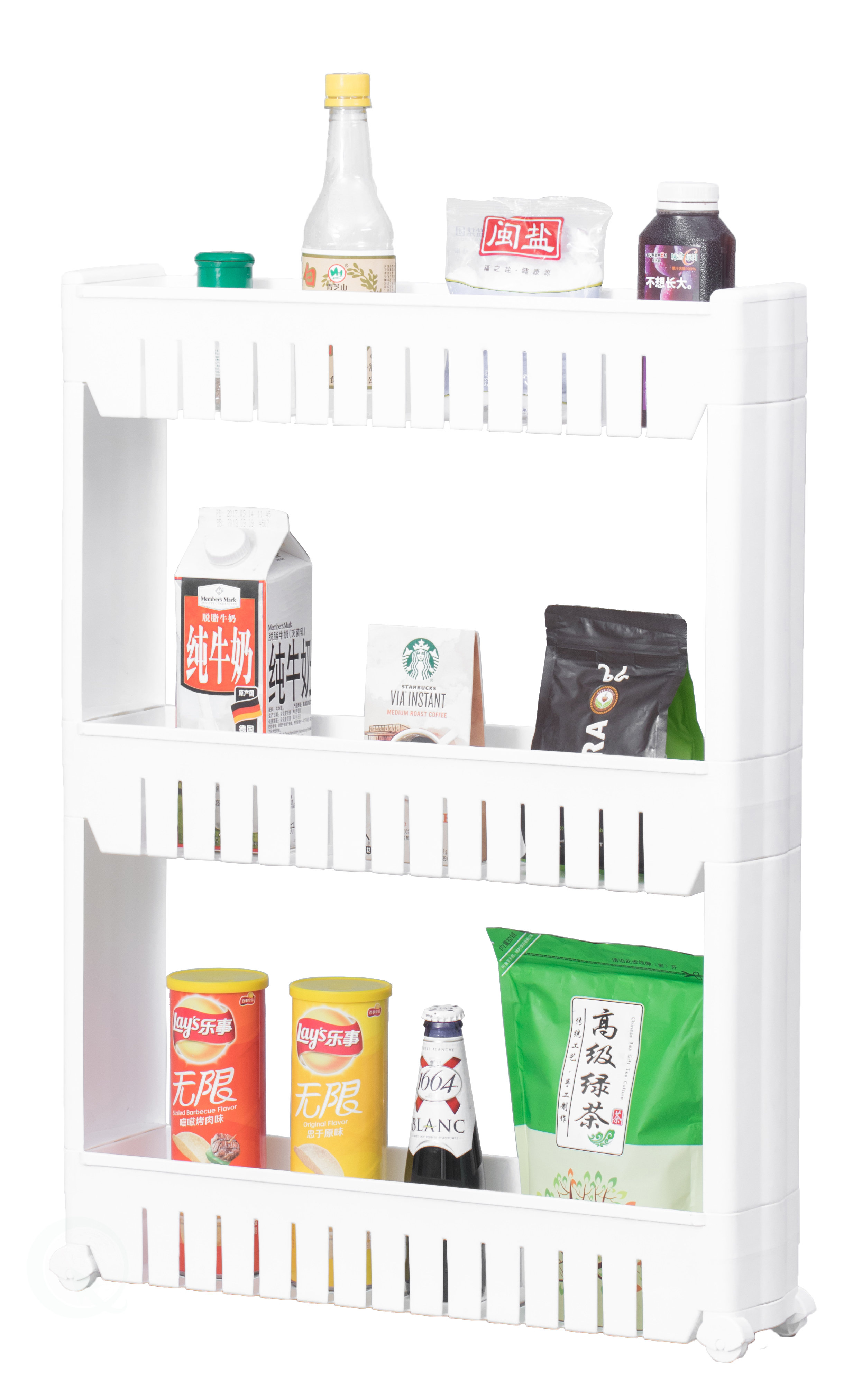 Details about / Thin Kitchen Cart Slim Storage Tower Floor Wheeled Shelf Jar Spices Organizer