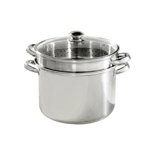 2 Tier 27.5cm Stainless Steel Food Steamer Pot Pan Vegetable Cooker w/ Glass Lid 