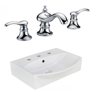 Go to store & view more images American Imaginations Ceramic Rectangular Bathroom Sink with Faucet and Overflow