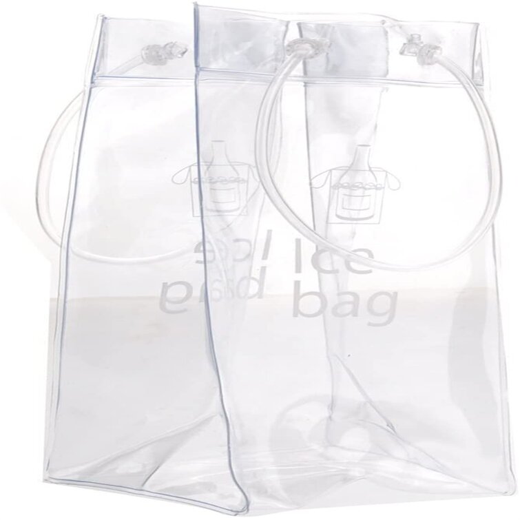 Green Clear Vinyl Plastic Bag Tote Shopper Handles Transparent Carrier Pack PVC 