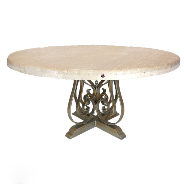 Mexports by Susana Molina 60 Genuine Marble Iron Pedestal Dining Table | Wayfair 60 Genuine Marble Iron Pedestal Dining Table