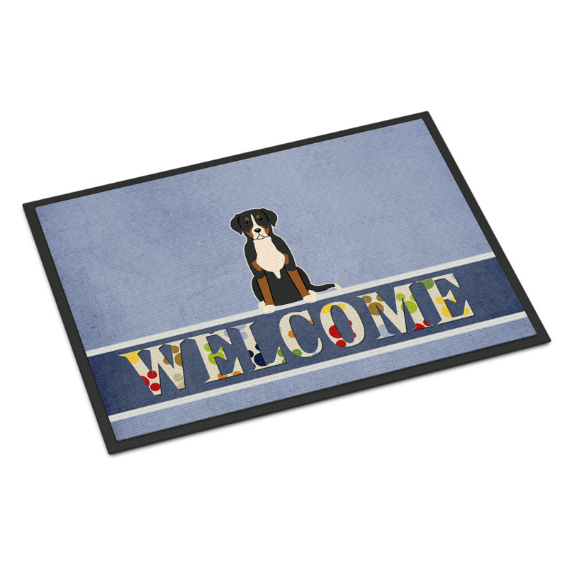East Urban Home Greater Swiss Mountain Dog Welcome 27 In X 18 In Non Slip Outdoor Door Mat Wayfair