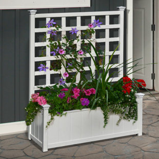 Trellis Planters You Ll Love Wayfair Huron Plastic Planter Box With Trellis