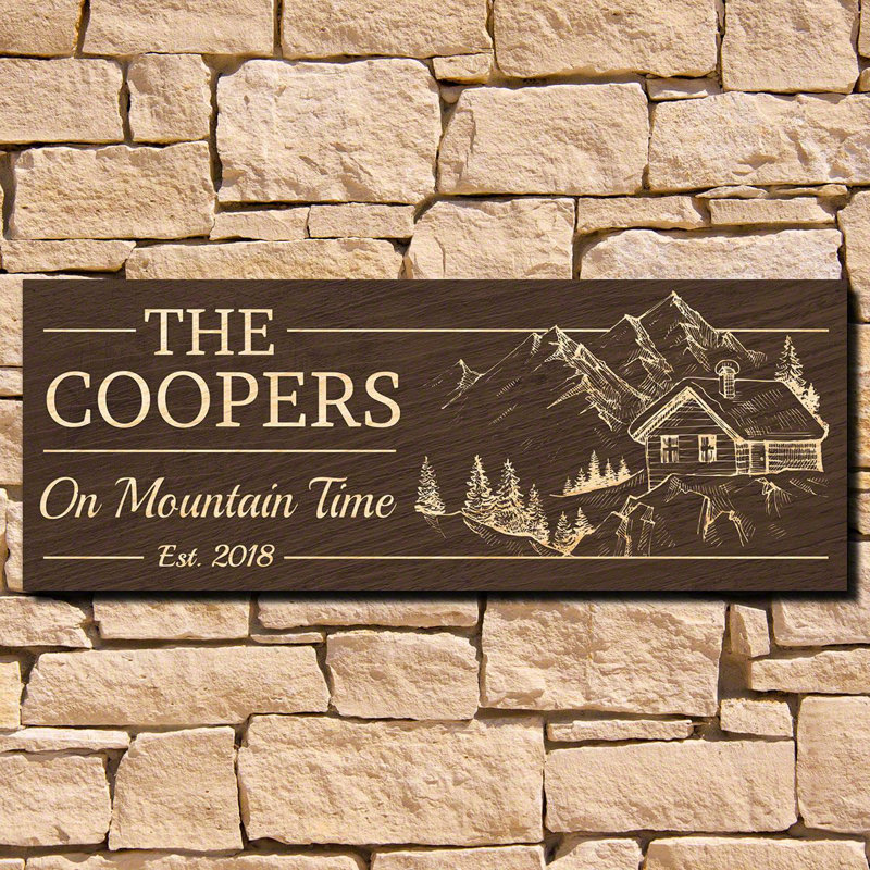 Millwood Pines On Mountain Time Custom Family Sign Wall Decor