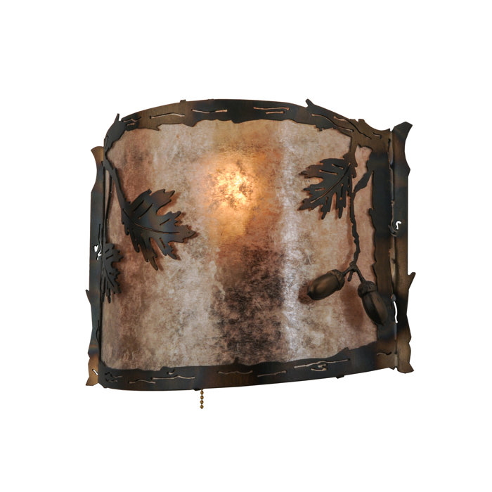 1 Light Oak Leaf And Acorn Pull Chain Wall Sconce 1 Light Oak Leaf And Acorn Pull Chain Wall Sconce