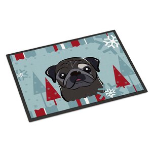 Winter Holiday Pug Doormat