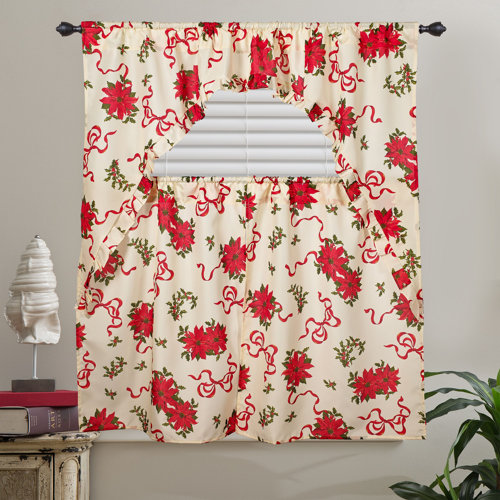 The Holiday Aisle Manford Holiday Kitchen Curtain Valance And Tier