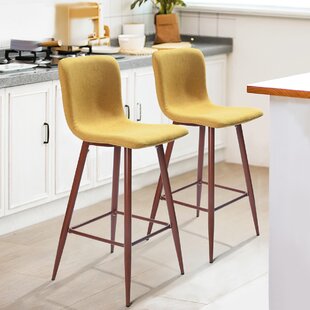 yellow wood bar stools