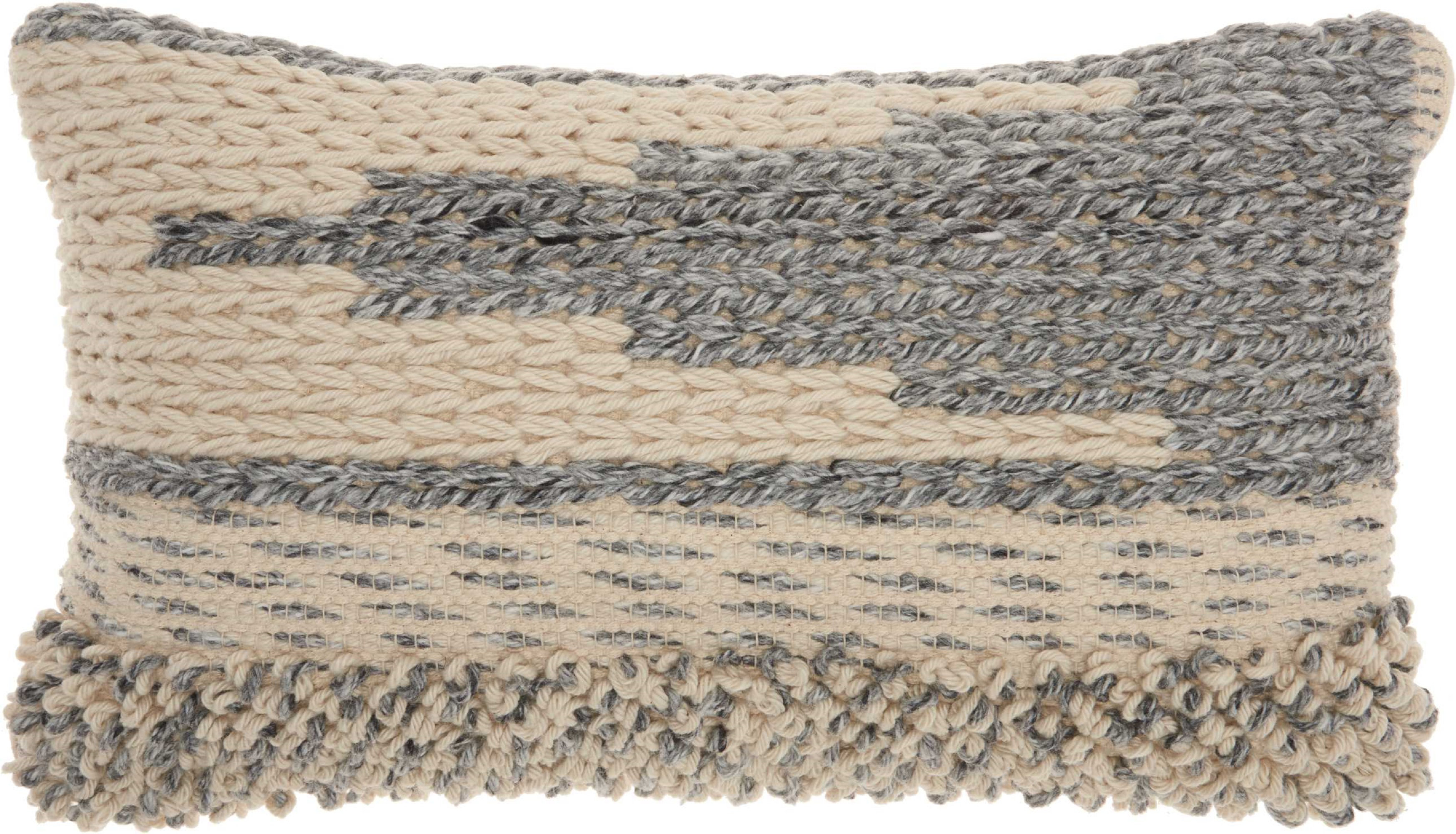 Ellijay Bohemian Textured Wool Cotton Throw Pillow Reviews