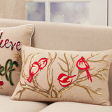 Bird Embroidered Pillow Wayfair