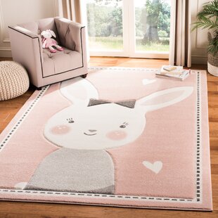 ALAZA My Daily Cute Bunny Rabbit Carrot Flower Area Rug 4' x 5'3 Living Room Bedroom Kitchen Decorative Lightweight Foam Printed Rug 