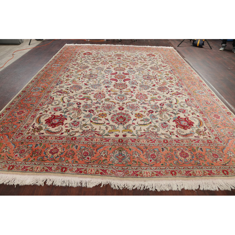 Rugsource One Of A Kind Hand Knotted 1950s Tabriz Red 9 7 X 13 1 Wool Area Rug Wayfair