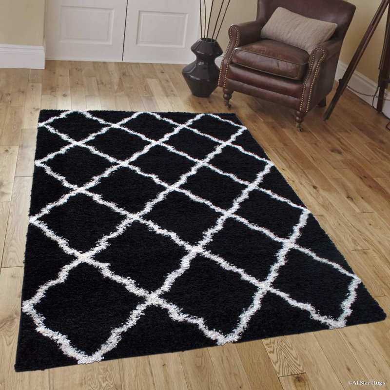 Laude Run Kavanagh High Pile Posh Gy Black Area Rug Laude Run Kavanagh High Pile Posh