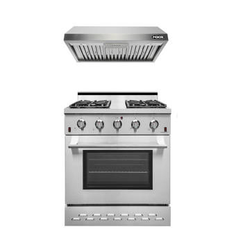 Nxr Professional Ranges 30 4 5 Cu Ft Freestanding Gas Range With Range Hood Wayfair