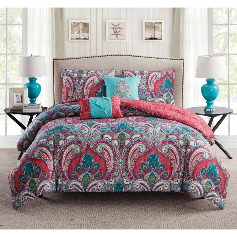 teal and pink duvet set