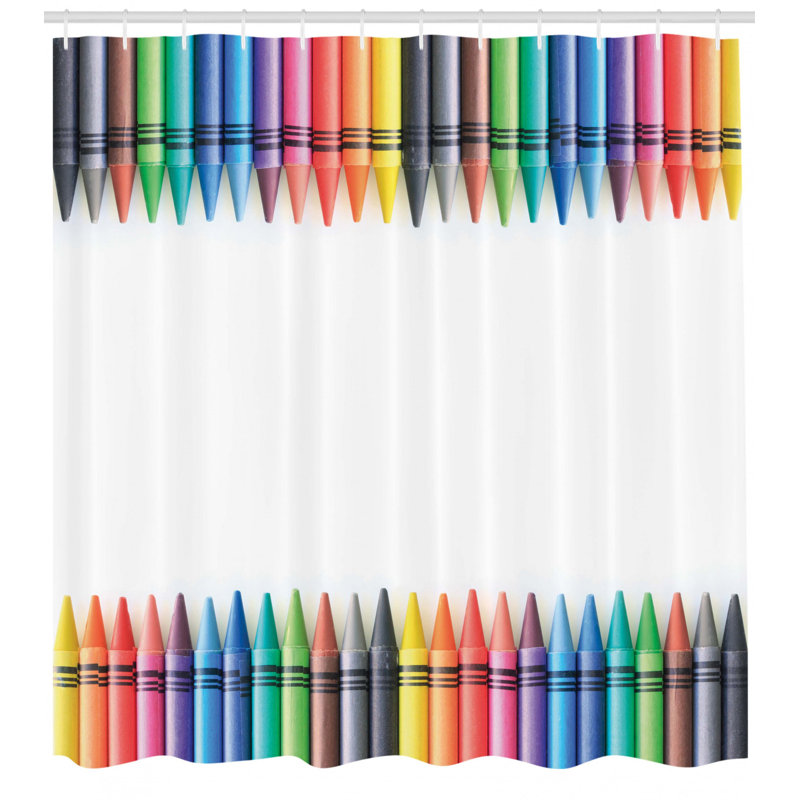 East Urban Home Crayon Shower Curtain Set Hooks Wayfair