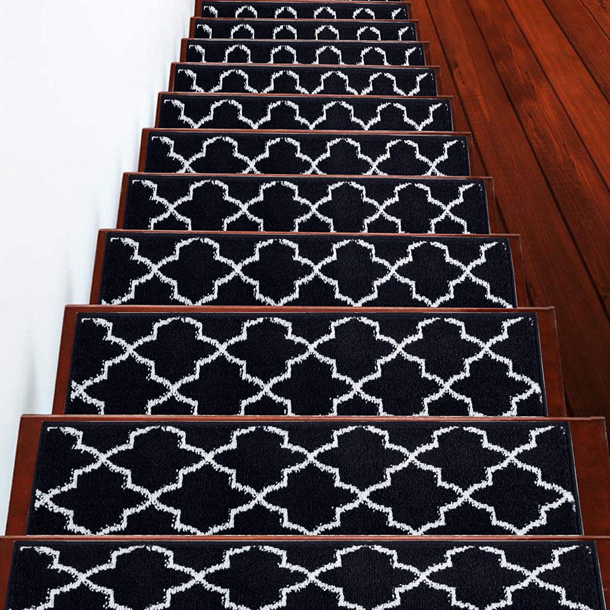 Details about   Rug Depot Set of 13 Casual Non Slip Wool Carpet Stair Treads 26" x 9" Light Grey 