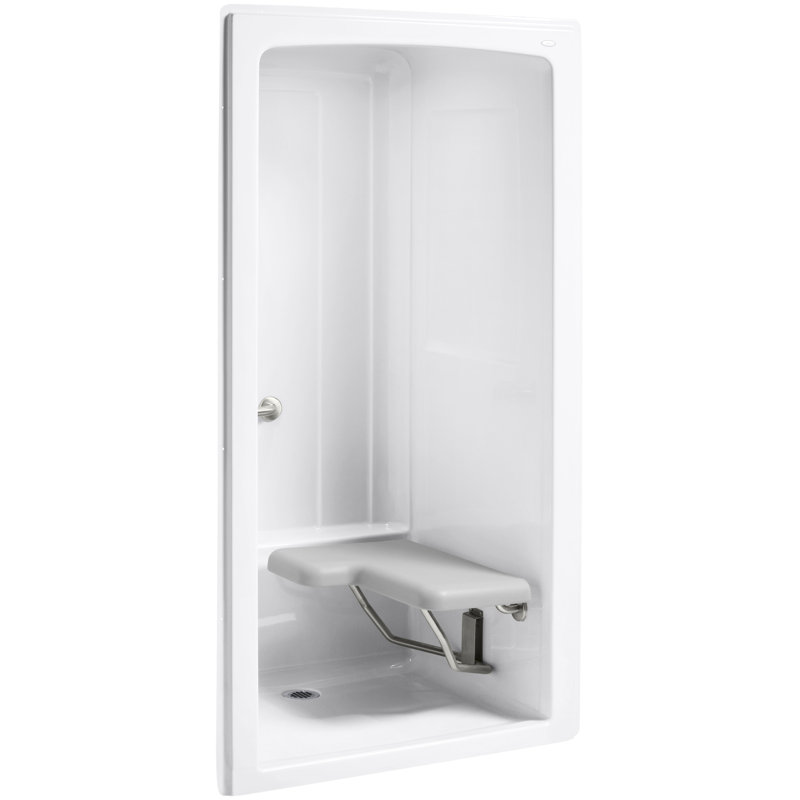 Kohler Freewill 45 X 37 1 4 X 84 One Piece Barrier Free Transfer Commercial Shower Stall With Brushed Stainless