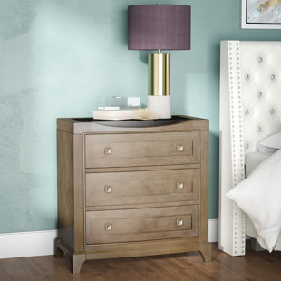 Go to store & view more images Alcalde 3 Drawer Champagne Gold Nightstand by Willa Arlo Interiors