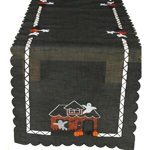 Haunted House Embroidered Cutwork Table Runner