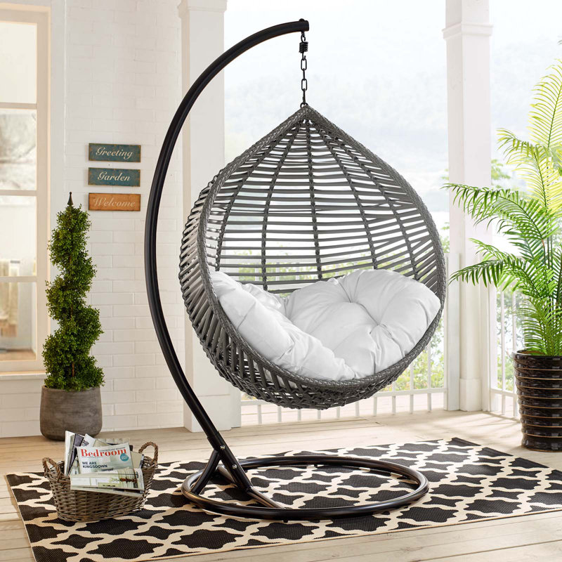 Bungalow Rose Chenery Teardrop Outdoor Swing Chair With Stand Wayfair